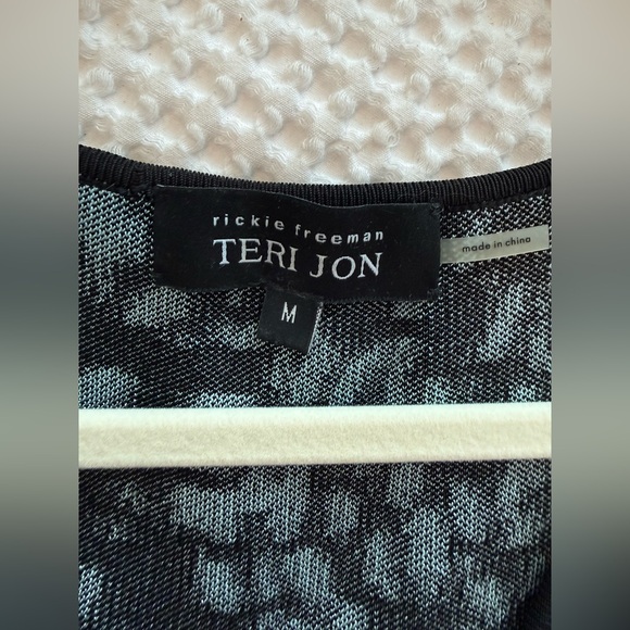 Teri Jon by Rickie Freeman Black and Blue Animal Print Dress - Picture 4 of 5